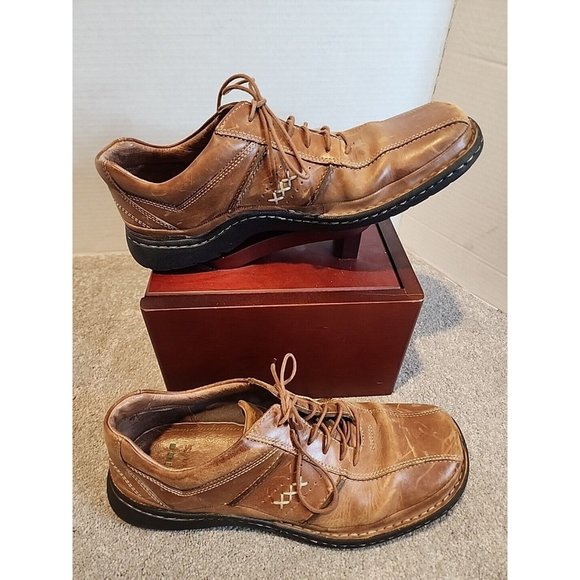 Clarks Other - Clarks Mens Brown Leather Casual Square Toe Oxford Shoes Lace Up Shoes Size 10 M